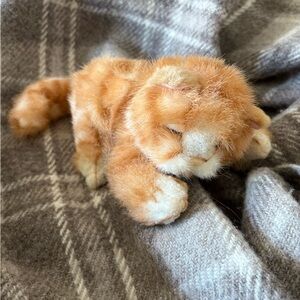 Russ Berrie Peaches Orange Tabby Kitten 7" Sleeping Cat Plush Stuffed Animal